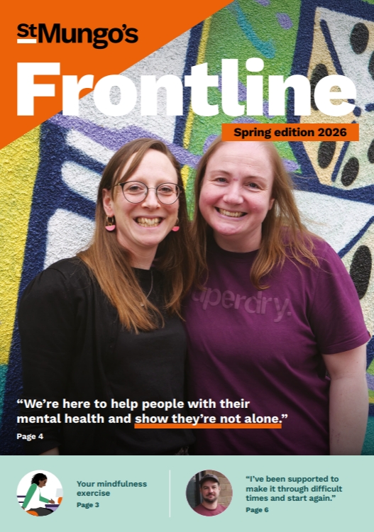 2 ladies smiling at the camera on a frontline magazine cover.