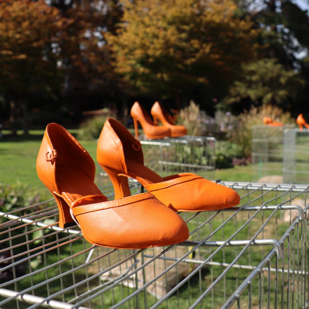 Orange Heels forming part of art exhibition